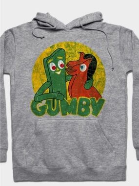 Gumby Graphic Hoodie - Gray with Green & Red Print